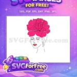 Free Pink Floral Head Free Coral Lips Design Abstract SVG Free SVG - Instant Download