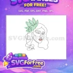 Free mint flower woman Free pink lips Abstract Free SVG - Instant Download