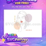 Free Line Art Woman Free Red Lips Stars Abstract Free SVG - Instant Download