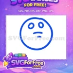 Free Blue Line Art Emoji Undecided Free Face Free SVG - Instant Download