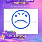 Free Blue Line Angry Eyes Free Sad Mouth Emoji Free SVG - Instant Download