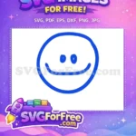 Free Blue Line Art Happy Free Face Emoji Free SVG - Instant Download
