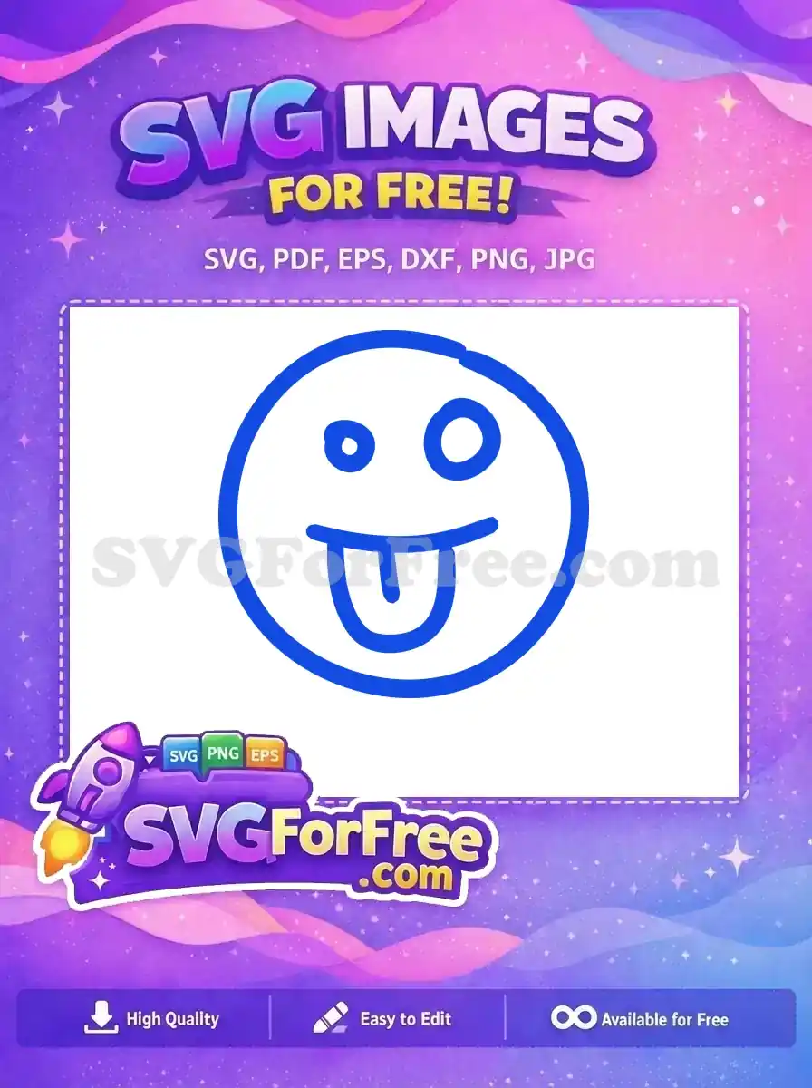Free Goofy Blue Face Free Sticking Tongue Emoji Free SVG