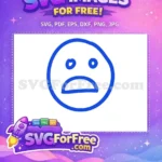 Free Blue Line Sad Emoji Free Simple Face Free SVG - Instant Download