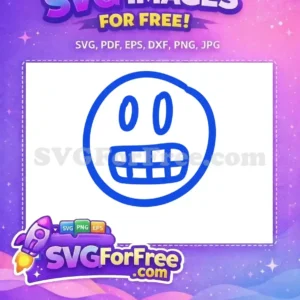 Free Blue Grinning Emoji Free Line Art Funny Free SVG
