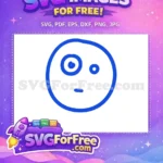 Free Blue One-Eyed Free Confused Line Art Emoji Free SVG - Instant Download