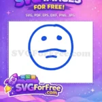 Free Blue Line Art Emoji Free Sad Face Expression Free SVG - Instant Download