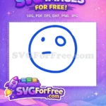 Free Blue Line Art Emoji Free Confused Face Free SVG - Instant Download