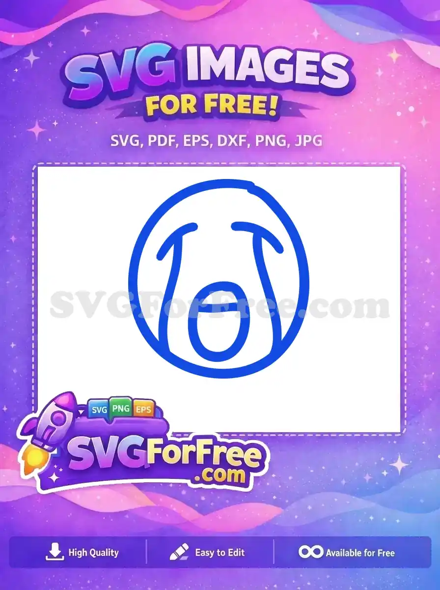 Free Crying Face Free Blue Line Art Emoji Free SVG
