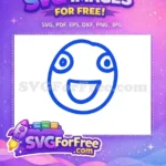 Free Happy Face Free Blue Line Art Emoji Free SVG - Instant Download