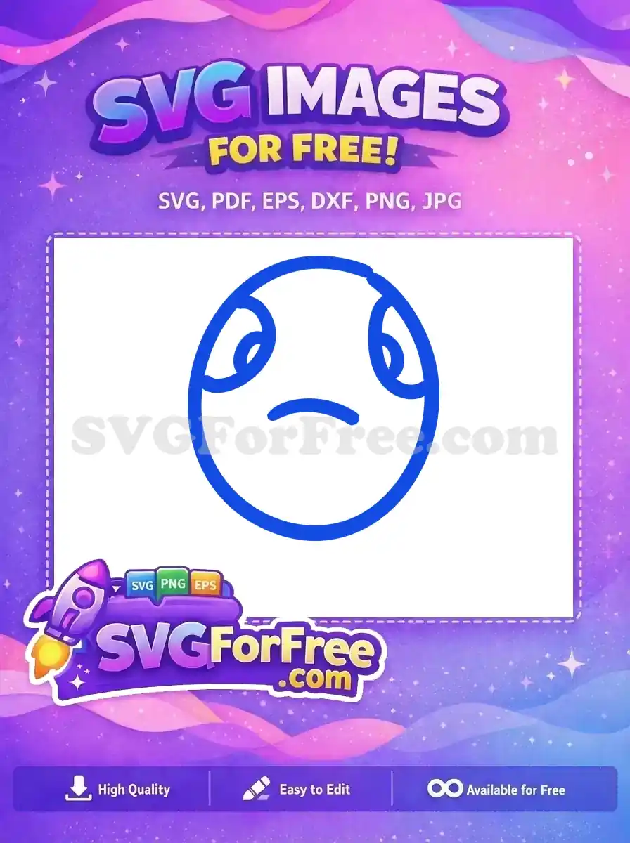Free Blue Line Art Sad Emoji Free Expression Free SVG