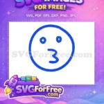 Free Kissing Face Free Blue Emoji Line Art Free SVG - Instant Download