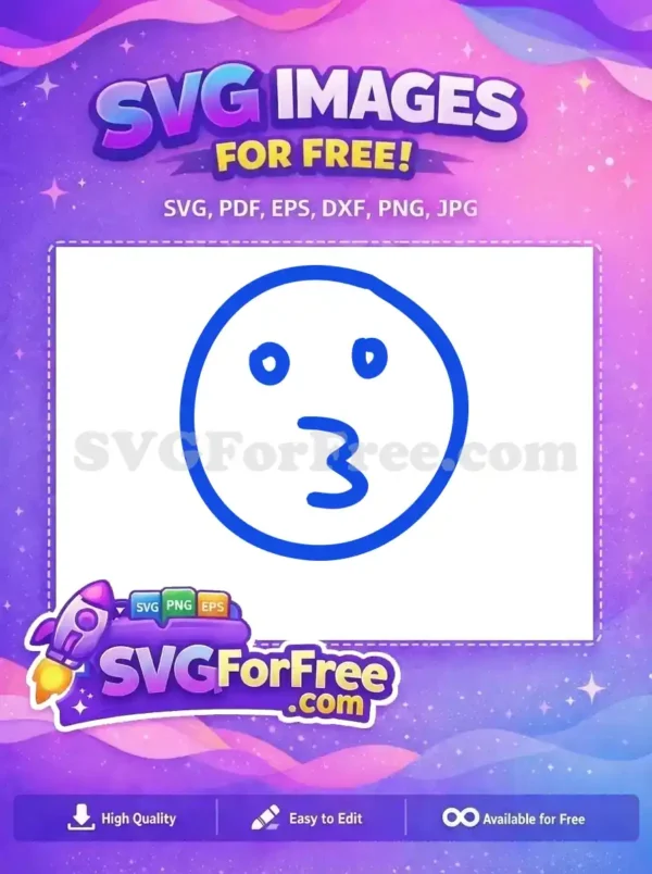 Free Kissing Face Free Blue Emoji Line Art Free SVG
