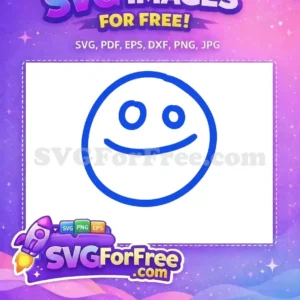Free Blue Line Art Free Happy Face Emoji Free SVG 3