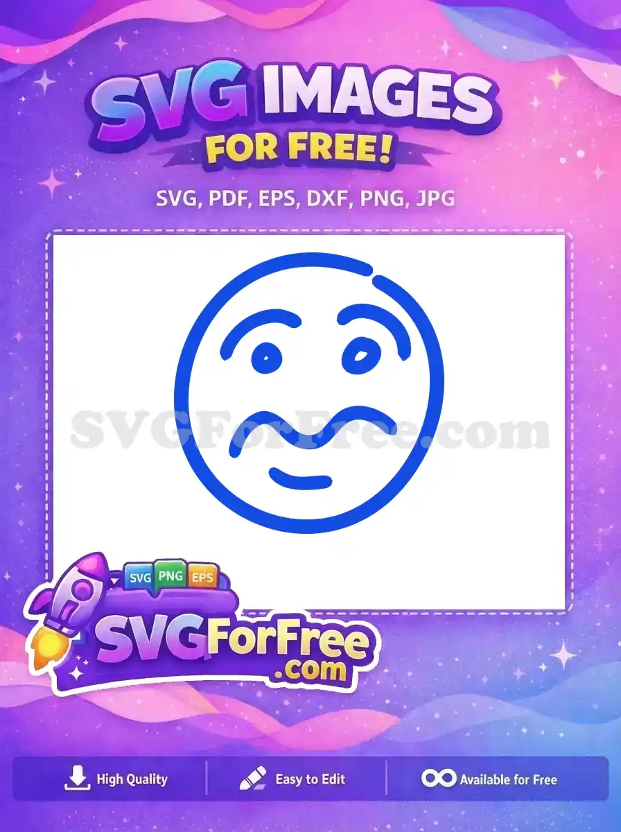 Free Blue Worried Face Free Line Art Emoji Character Free SVG