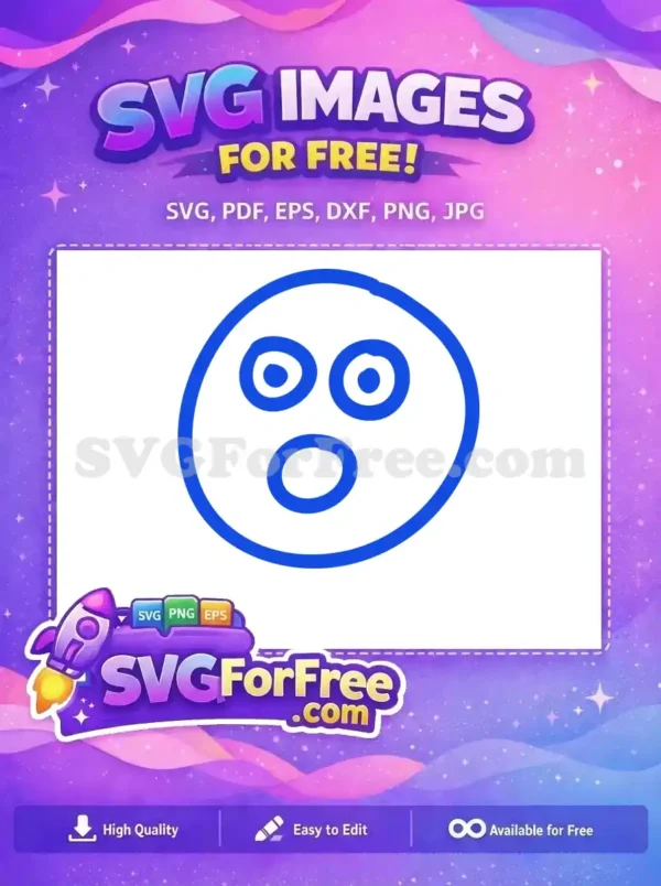 Free Blue Shocked Face Free Circle Eyes Emoji Free SVG