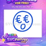 Free Blue Euro Eyes Free Open Mouth Emoji Free SVG - Instant Download