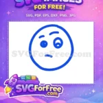 Free Blue Confused Free Emoji Line Art Free SVG - Instant Download