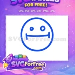 Free Royal Blue Simple Smile Free Line Art Face Free SVG - Instant Download