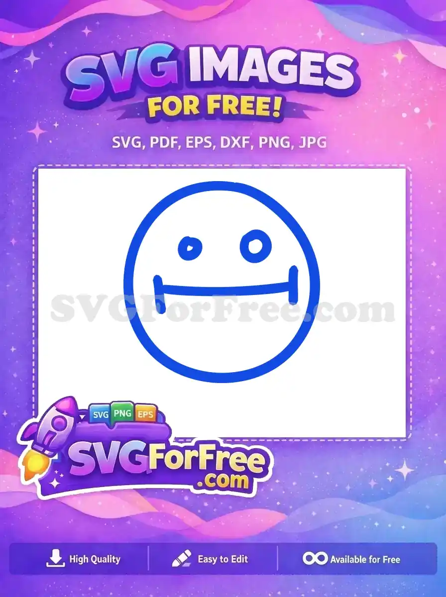 Free Royal Blue Simple Smile Free Line Art Face Free SVG