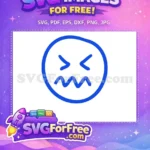Free Blue Irritated Face Free Line Art Emoji Free SVG - Instant Download