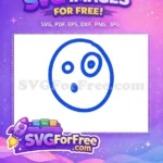Free Blue Line Art Free Circle Emoji Alien Free SVG - Instant Download