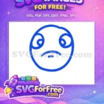 Free Blue Sad Face Free Line Art Emoji Free SVG 8 - Instant Download