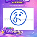 Free Crying Blue Face Free Sad Emoji Line Art Free SVG - Instant Download