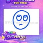 Free Blue Bored Emoji Free Line Art Expression Free SVG - Instant Download
