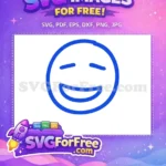 Free Blue Line Art Happy Free Smiling Emoji Free SVG - Instant Download