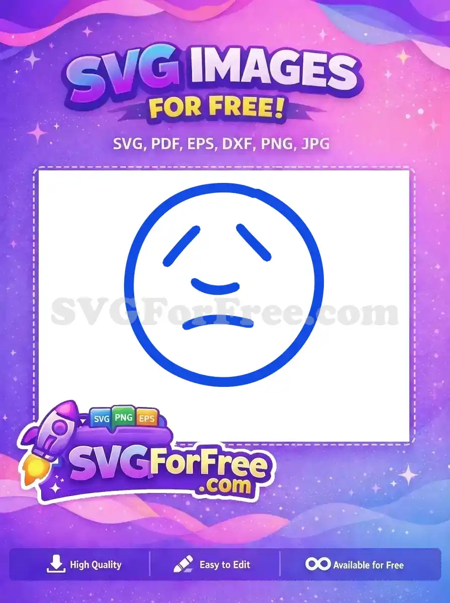 Free Sad Eyes Free Curved Mouth Emoji Face Free SVG