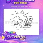 Free Line Art Peak Free Mountain Range Scenic Free SVG - Instant Download