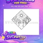 Free Diamond Line Art Free Mountain Scene Nature Free SVG - Instant Download