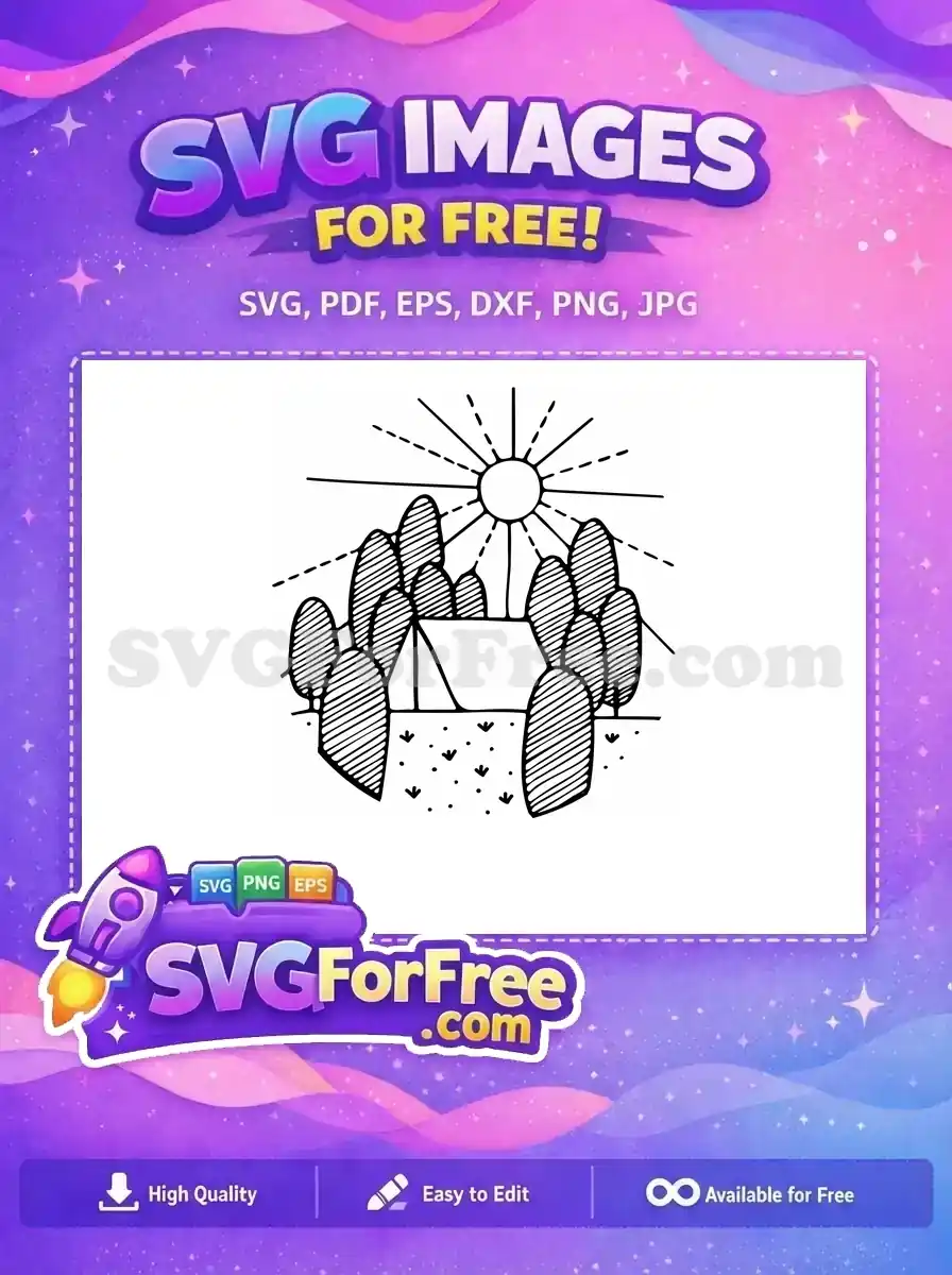 Free Rocky Peaks Free Line Art Mountain Scene Free SVG