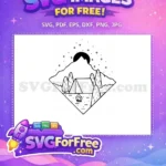 Free Line Art Peak Free Landscape Mountain Scene Free SVG - Instant Download