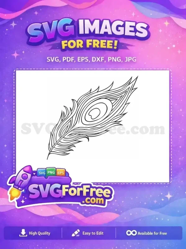 Free Intricate Line Free Art Peacock Feather Design Free SVG