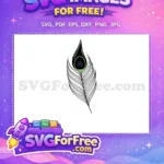 Free Green Line Art Peacock Feather Free Simple Design Free SVG - Instant Download