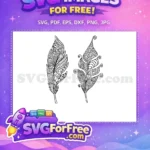 Free Intricate Line Art Free Peacock Feather Design Free SVG - Instant Download