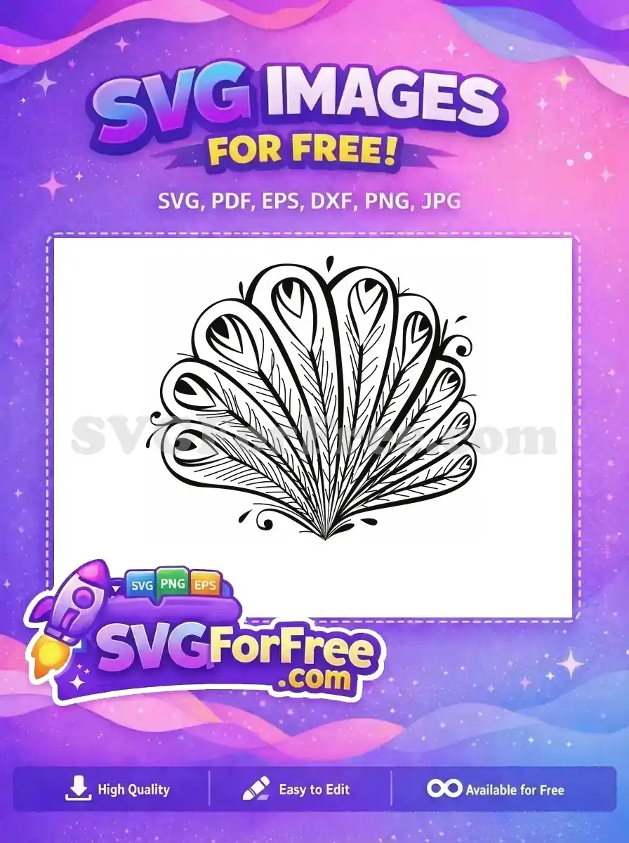 Free Ornate Detailed Free Line Art Design Peacock Free SVG