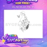 Free Hat Butterfly Free Floral Pregnant Woman Line Free SVG - Instant Download