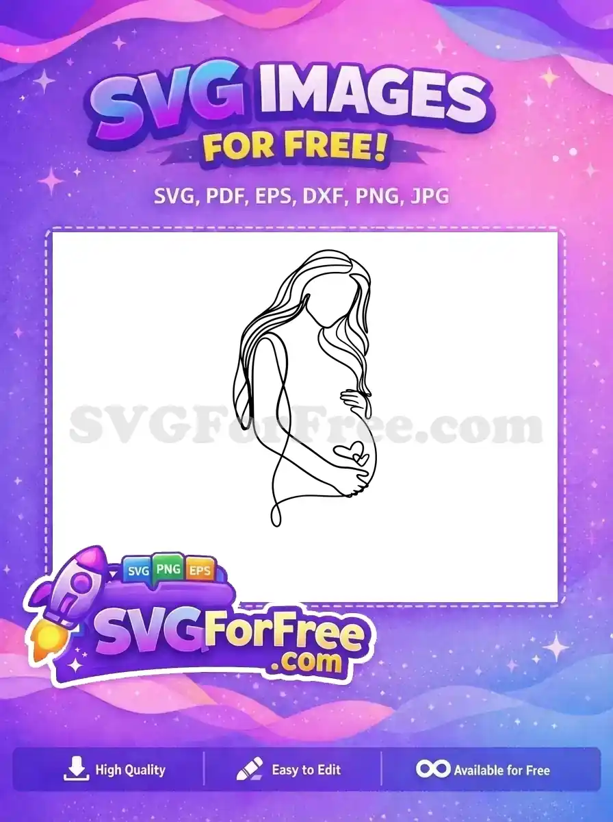 Free Continuous Line Free Heart Detail Pregnant Free SVG