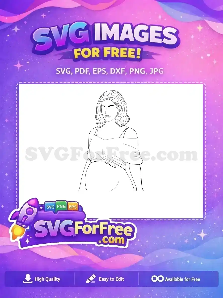 Free Elegant Hairstyle Free Tied Shirt Pregnant Woman Free SVG