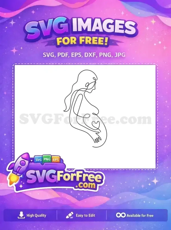 Free Wavy Hair Free Heart Detail Pregnant Free SVG