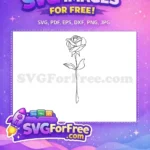 Free Single Line Art Rose Free Floral Outline Drawing Free SVG - Instant Download