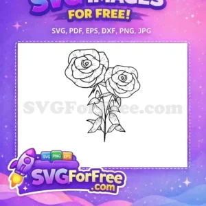 Free Blooming Rose Free Floral Line Art Flower Free SVG Free Blooming Rose Free Floral Line Art Flower Free SVG