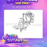 Free Detailed Line Free Art Rose Floral Design Free SVG 1 - Instant Download