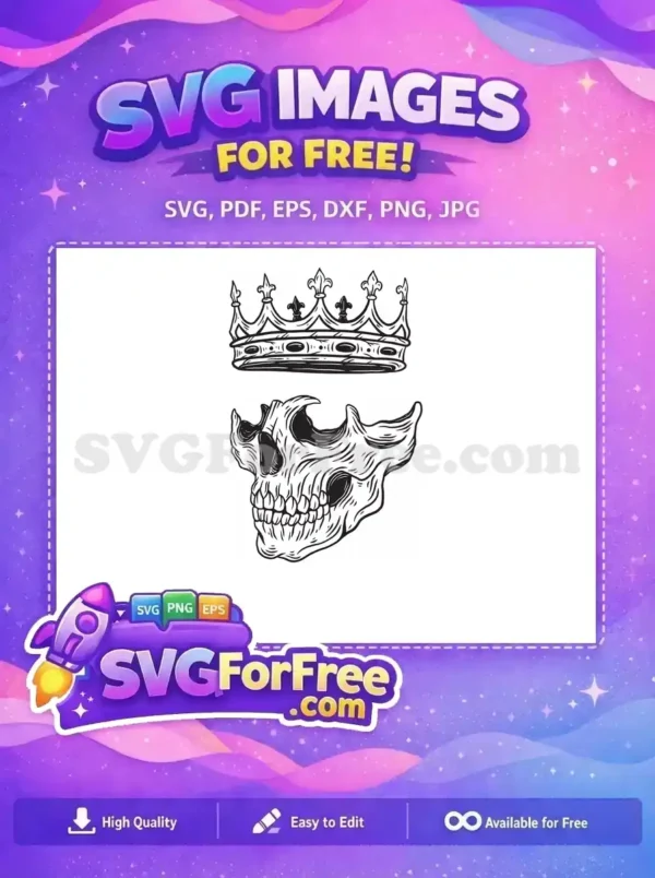 Free Crown Detail Free Skull Line Art King Free SVG