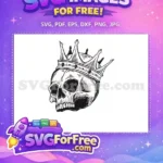 Free Crowned Skull Face Free Line Art Tattoo Free SVG - Instant Download