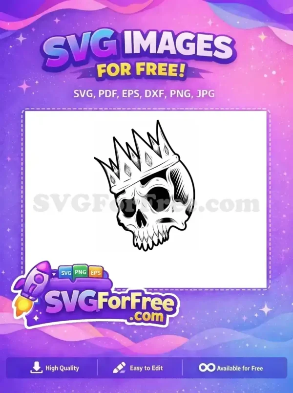 Free Sharp Crown Free Skull Line Art King Free SVG