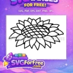 Free Simple Line Art Free Detailed Sunflower Line Free SVG - Instant Download